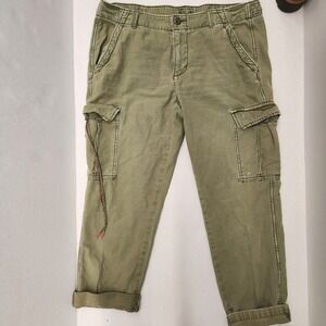 American Eagle Slouchy Boyfriend Olive Green Cargo Pants Crop Size 8